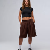 CHIFLEY PLEATED SHORTS - BROWN